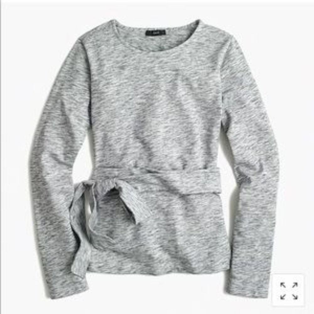 J. Crew Belted Crossback Top Size XS NWT Heathered Gray